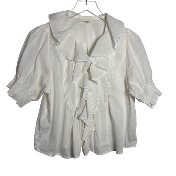 Natural Life White Cotton Ruffle Front Blouse Women’s Size Small boho - Picture 4 of 10